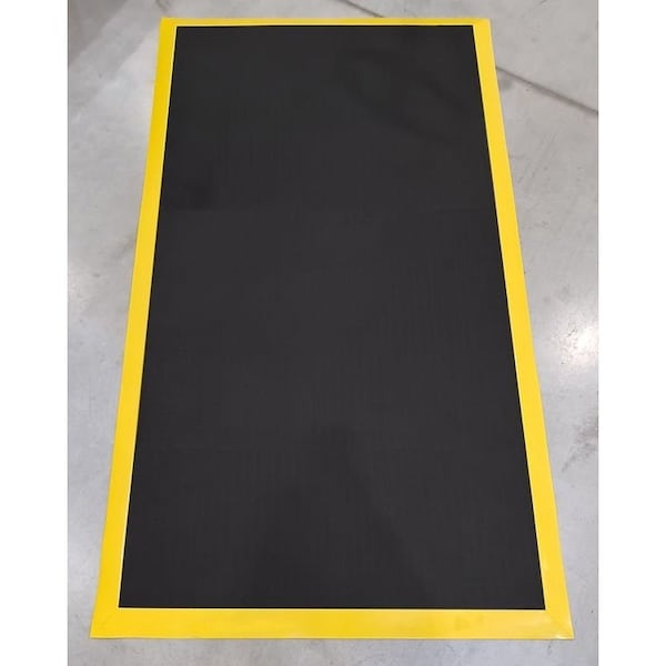 Ergomat Hybrid 2ft x 19ft Anti-Fatigue Floor Mat with 2in Yellow Bevels HD0219-YB - main